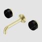 Serenity Wall Basin Set 160mm Spout With Marquina Black Handle Brushed Gold