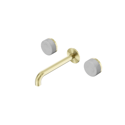 Serenity Wall Basin Set 185mm Spout With Carrara Handle Brushed Gold