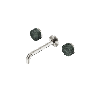 Serenity Wall Basin Set 185mm Spout With Verde Alpi Handle Brushed Nickel