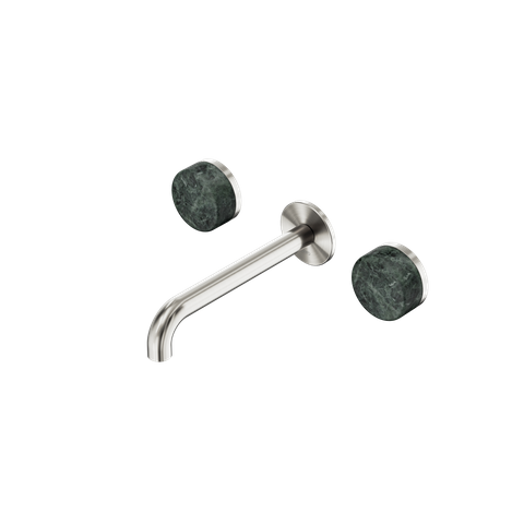 Serenity Wall Basin Set 185mm Spout With Verde Alpi Handle Brushed Nickel
