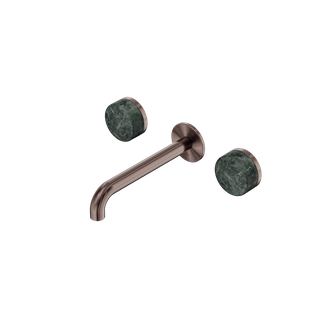 Serenity Wall Basin Set 185mm Spout With Verde Alpi Handle Brushed Bronze