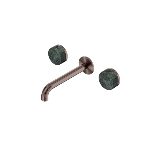 Serenity Wall Basin Set 185mm Spout With Verde Alpi Handle Brushed Bronze