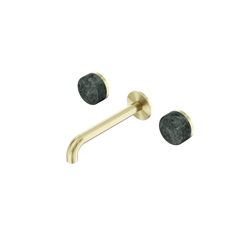 Serenity Wall Basin Set 185mm Spout With Verde Alpi Handle Brushed Gold