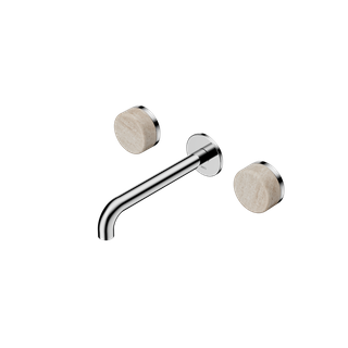 Serenity Wall Basin Set 185mm Spout With Rome Travertine Handle Chrome
