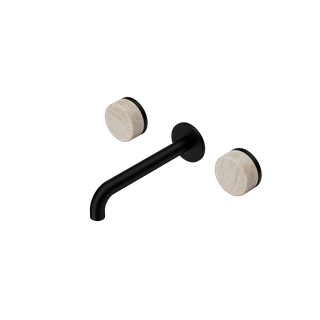 Serenity Wall Basin Set 185mm Spout With Rome Travertine Handle Matte Black