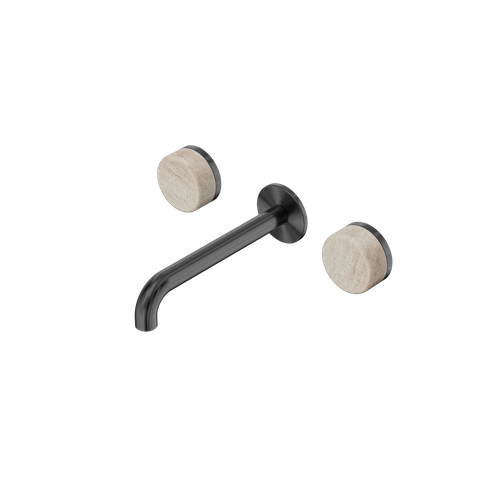 Serenity Wall Basin Set 185mm Spout With Rome Travertine Handle Gun Metal