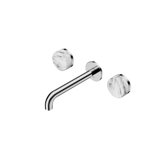Serenity Wall Basin Set 185mm Spout With Arabescato Corchia Handle Chrome