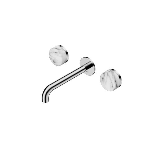 Serenity Wall Basin Set 185mm Spout With Arabescato Corchia Handle Chrome