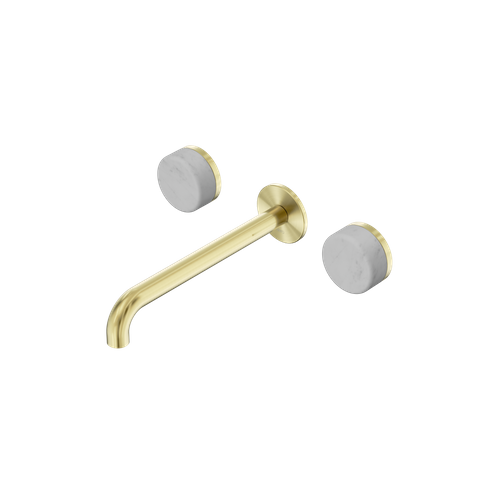 Serenity Wall Basin Set 220mm Spout With Carrara Handle Brushed Gold
