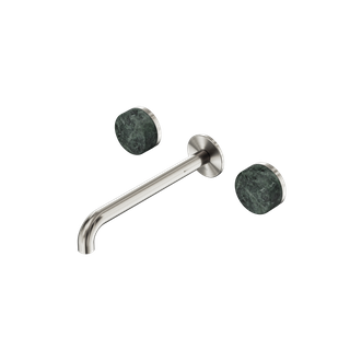 Serenity Wall Basin Set 220mm Spout With Verde Alpi Handle Brushed Nickel