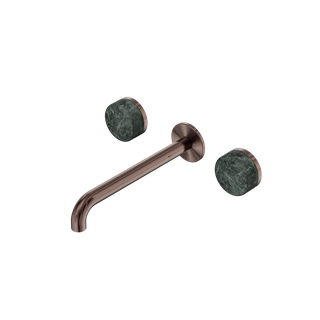 Serenity Wall Basin Set 220mm Spout With Verde Alpi Handle Brushed Bronze