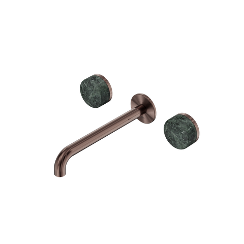 Serenity Wall Basin Set 220mm Spout With Verde Alpi Handle Brushed Bronze