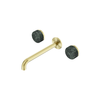 Serenity Wall Basin Set 220mm Spout With Verde Alpi Handle Brushed Gold