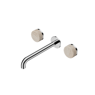 Serenity Wall Basin Set 220mm Spout With Rome Travertine Handle Chrome