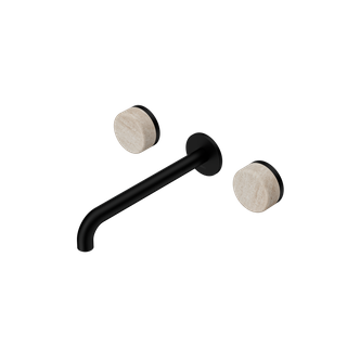 Serenity Wall Basin Set 220mm Spout With Rome Travertine Handle Matte Black