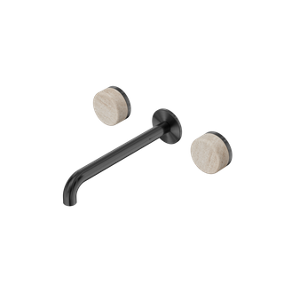 Serenity Wall Basin Set 220mm Spout With Rome Travertine Handle Gun Metal