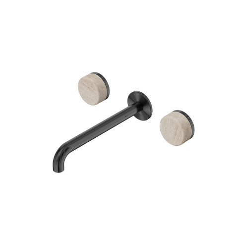 Serenity Wall Basin Set 220mm Spout With Rome Travertine Handle Gun Metal