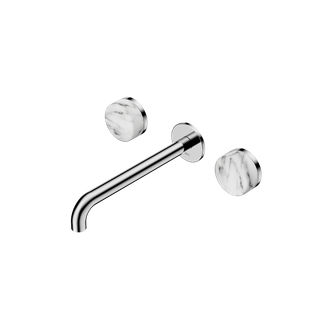 Serenity Wall Basin Set 220mm Spout With Arabescato Corchia Handle Chrome