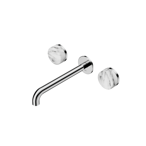 Serenity Wall Basin Set 220mm Spout With Arabescato Corchia Handle Chrome