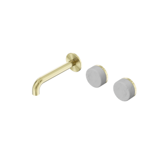 Serenity Wall Basin Set 160mm Offset Spout With Carrara Handle Brushed Gold