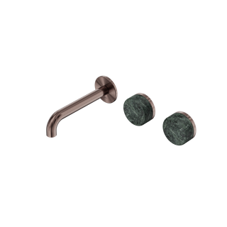 Serenity Wall Basin Set 160mm Offset Spout With Verde Alpi Handle Brushed Bronze