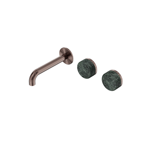 Serenity Wall Basin Set 160mm Offset Spout With Verde Alpi Handle Brushed Bronze