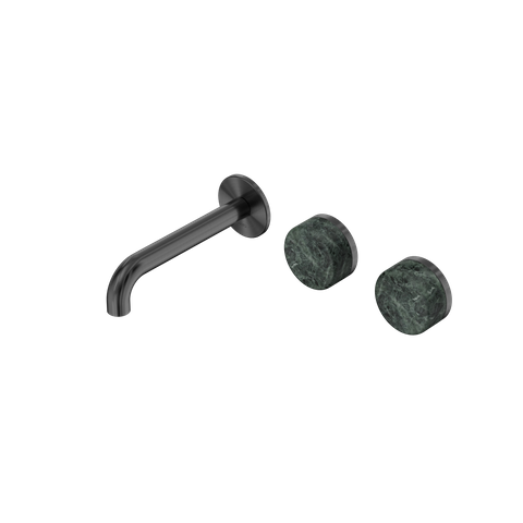Serenity Wall Basin Set 160mm Offset Spout With Verde Alpi Handle Gun Metal