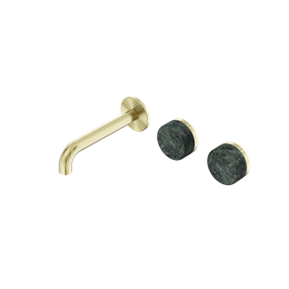 Serenity Wall Basin Set 160mm Offset Spout With Verde Alpi Handle Brushed Gold