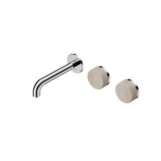 Serenity Wall Basin Set 160mm Offset Spout With Rome Travertine Handle Chrome