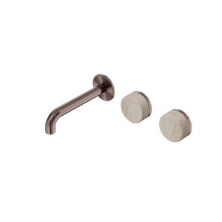 Serenity Wall Basin Set 160mm Offset Spout With Rome Travertine Handle Brushed B