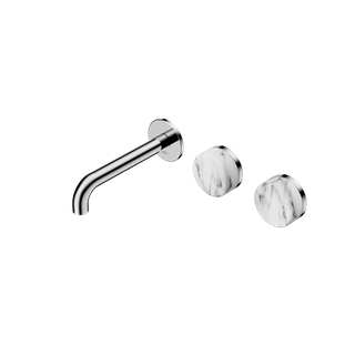 Serenity Wall Basin Set 160mm Offset Spout With Arabescato Corchia Handle Chrome