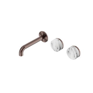 Serenity Wall Basin Set 160mm Offset Spout With Arabescato Corchia Handle Brushe