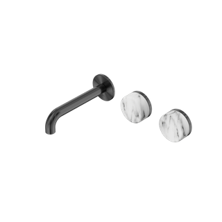 Serenity Wall Basin Set 160mm Offset Spout With Arabescato Corchia Handle Gun Me