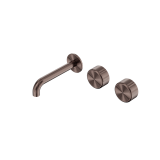 Serenity Wall Basin Set 160mm Offset Spout With Metal Handle Brushed Bronze