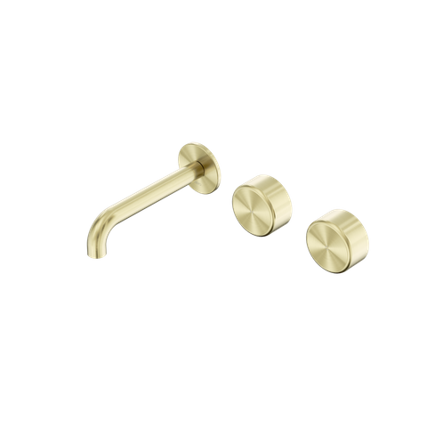 Serenity Wall Basin Set 160mm Offset Spout With Metal Handle Brushed Gold