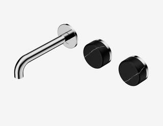 Serenity Wall Basin Set 160mm Offset Spout With Marquina Black Handle Chrome