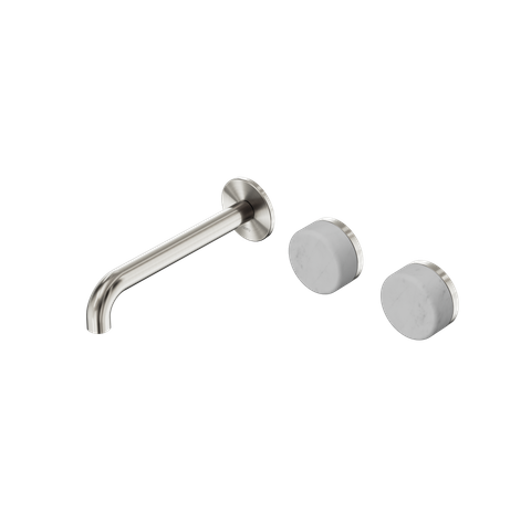 Serenity Wall Basin Set 185mm Offset Spout With Carrara Handle Brushed Nickel
