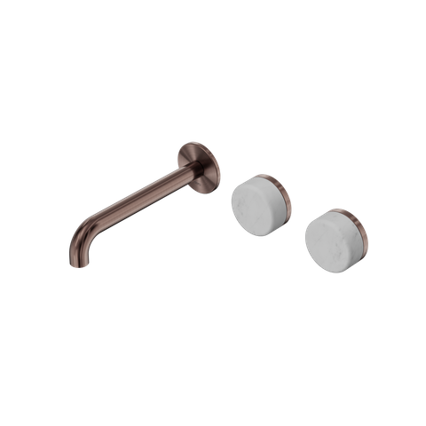 Serenity Wall Basin Set 185mm Offset Spout With Carrara Handle Brushed Bronze