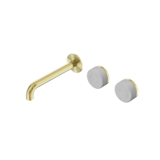 Serenity Wall Basin Set 185mm Offset Spout With Carrara Handle Brushed Gold