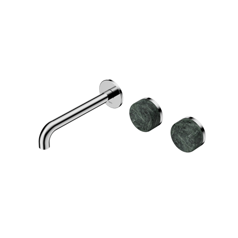 Serenity Wall Basin Set 185mm Offset Spout With Verde Alpi Handle Chrome