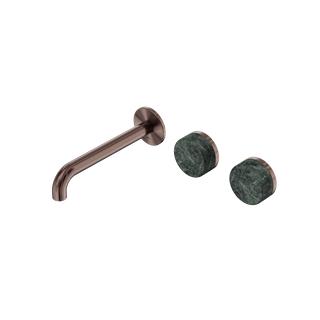 Serenity Wall Basin Set 185mm Offset Spout With Verde Alpi Handle Brushed Bronze