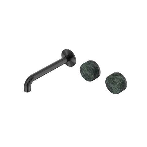 Serenity Wall Basin Set 185mm Offset Spout With Verde Alpi Handle Gun Metal
