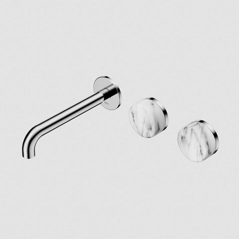 Serenity Wall Basin Set 185mm Offset Spout With Arabescato Corchia Handle Chrome