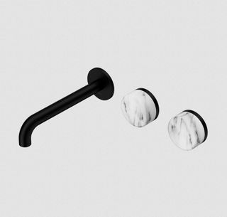 Serenity Wall Basin Set 185mm Offset Spout With Arabescato Corchia Handle Matte