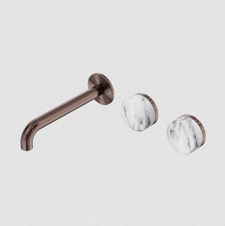 Serenity Wall Basin Set 185mm Offset Spout With Arabescato Corchia Handle Brushe