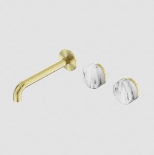 Serenity Wall Basin Set 185mm Offset Spout With Arabescato Corchia Handle Brushe