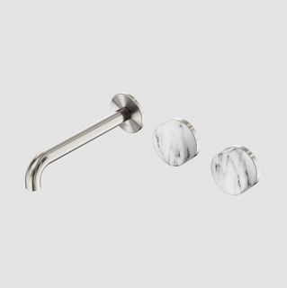 Serenity Wall Basin Set 185mm Offset Spout With Metal Handle Brushed Nickel