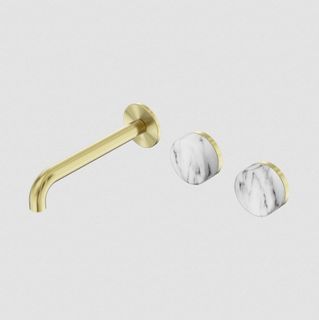 Serenity Wall Basin Set 185mm Offset Spout With Metal Handle Brushed Gold