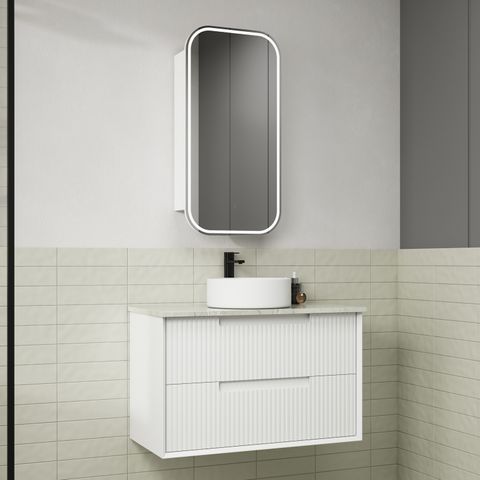 FLAUTO MATTE WHITE 900MM WALL HUNG VANITY
