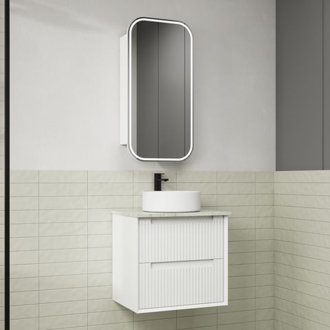 FLAUTO MATTE WHITE 600MM WALL HUNG VANITY